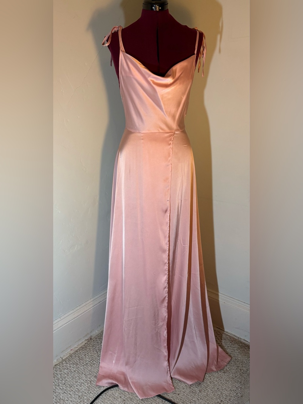 Pink Charmeuse Cowl Evening Gown or Nightgown Burlesque Hollywood Costume Tall